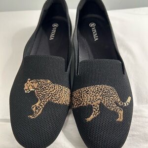 Black Flats with Textured Fabric